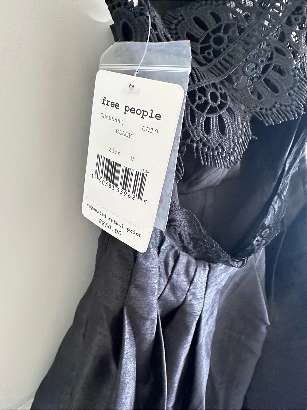 Free People Black Lace-Back Satin Romper